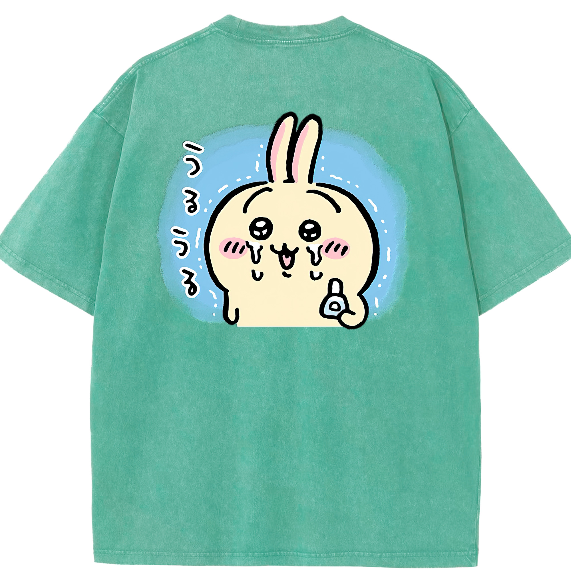 （画像用） ちいかわ うさぎ Chii-kawa usagi 綿100% ヴィンテージ風 半袖Tシャツ（背面プリント）